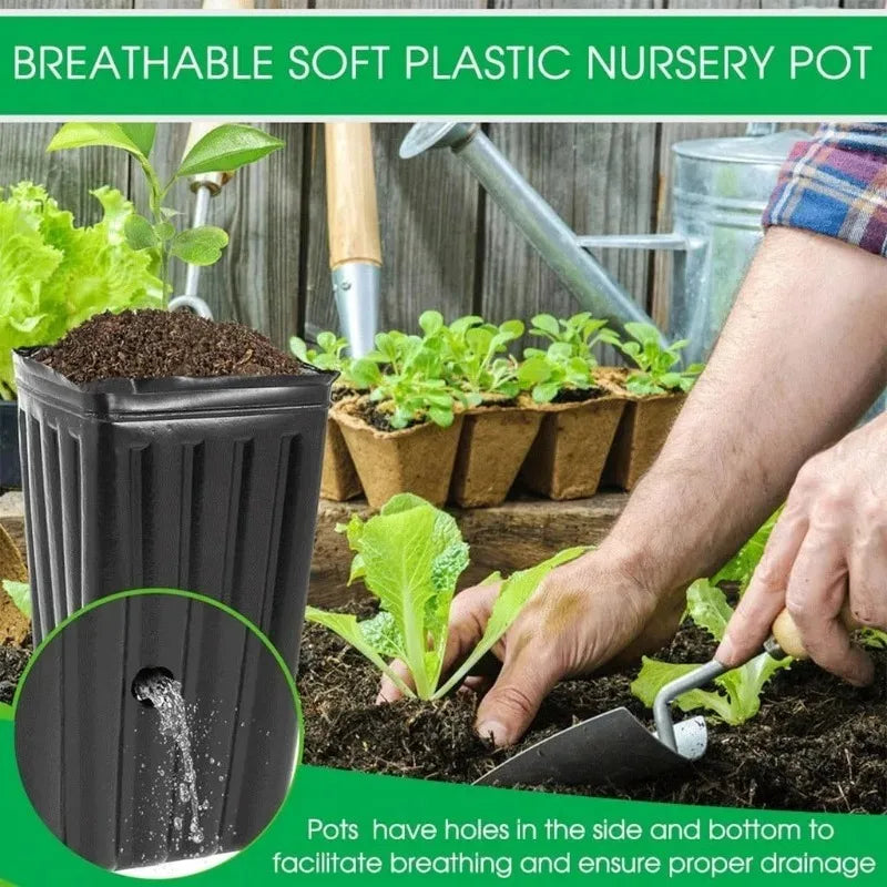 Macetas Altas y Profundas para Árboles, Contenedores para Plantas y Flores, Macetas de Inicio con Orificios de Drenaje, Vasos para Semilleros de Jardín y Exteriores