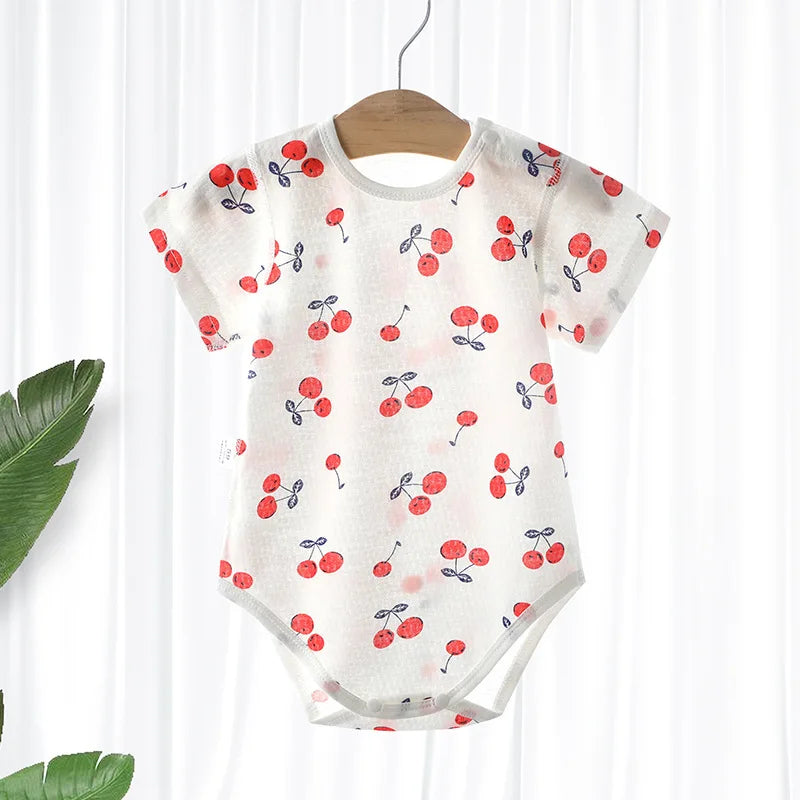 Bebé fino algodón malla manga corta ropa de bebé monos recién nacidos niños y niñas ropa de una pieza Bebes Recien Nacidos 0 A 3