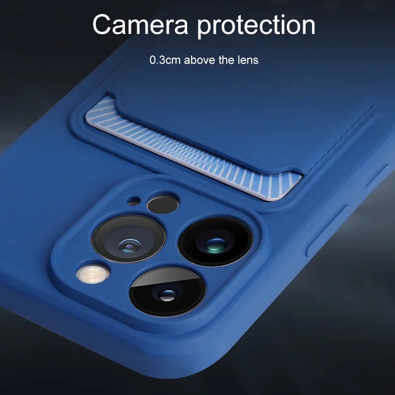 Con tarjetero funda de teléfono para iphone 16 13 14 12 11 15 pro max funda suave para iphone x xs xr max funda protección de cámara