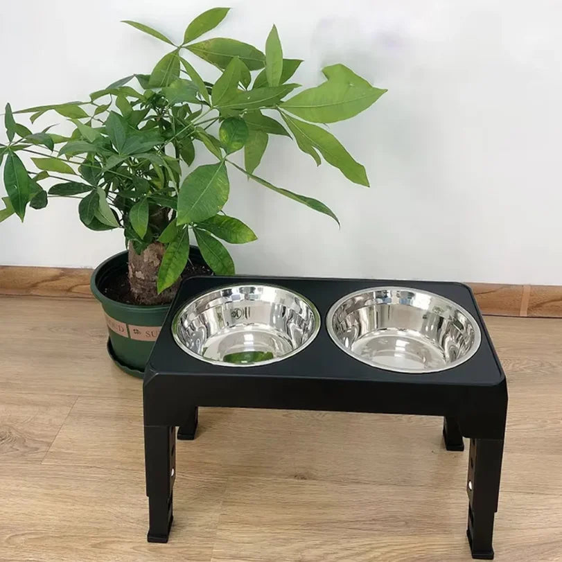 Comederos Elevados para Perros con Soporte Ajustable y Doble Tazón de Acero Inoxidable para Comida y Agua, para Perros Pequeños, Medianos y Grandes