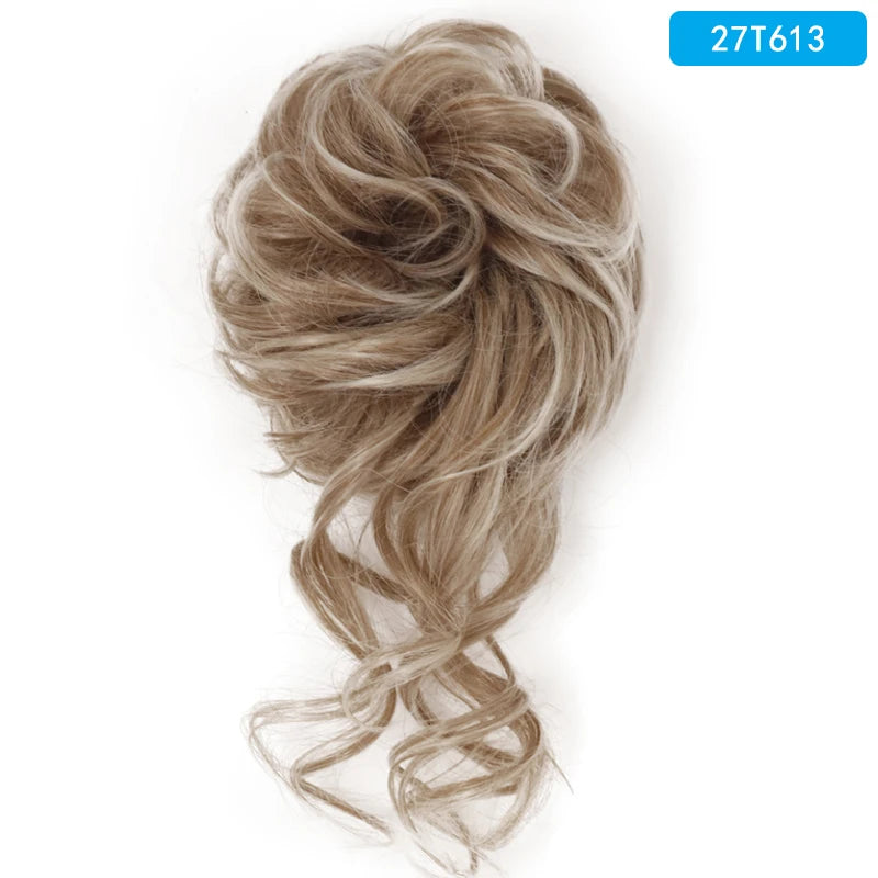AZQUEEN-extensión de cabello de moño desordenado, banda elástica sintética, moño ondulado rizado, Scrunchies Donut Updo, postizo para mujer