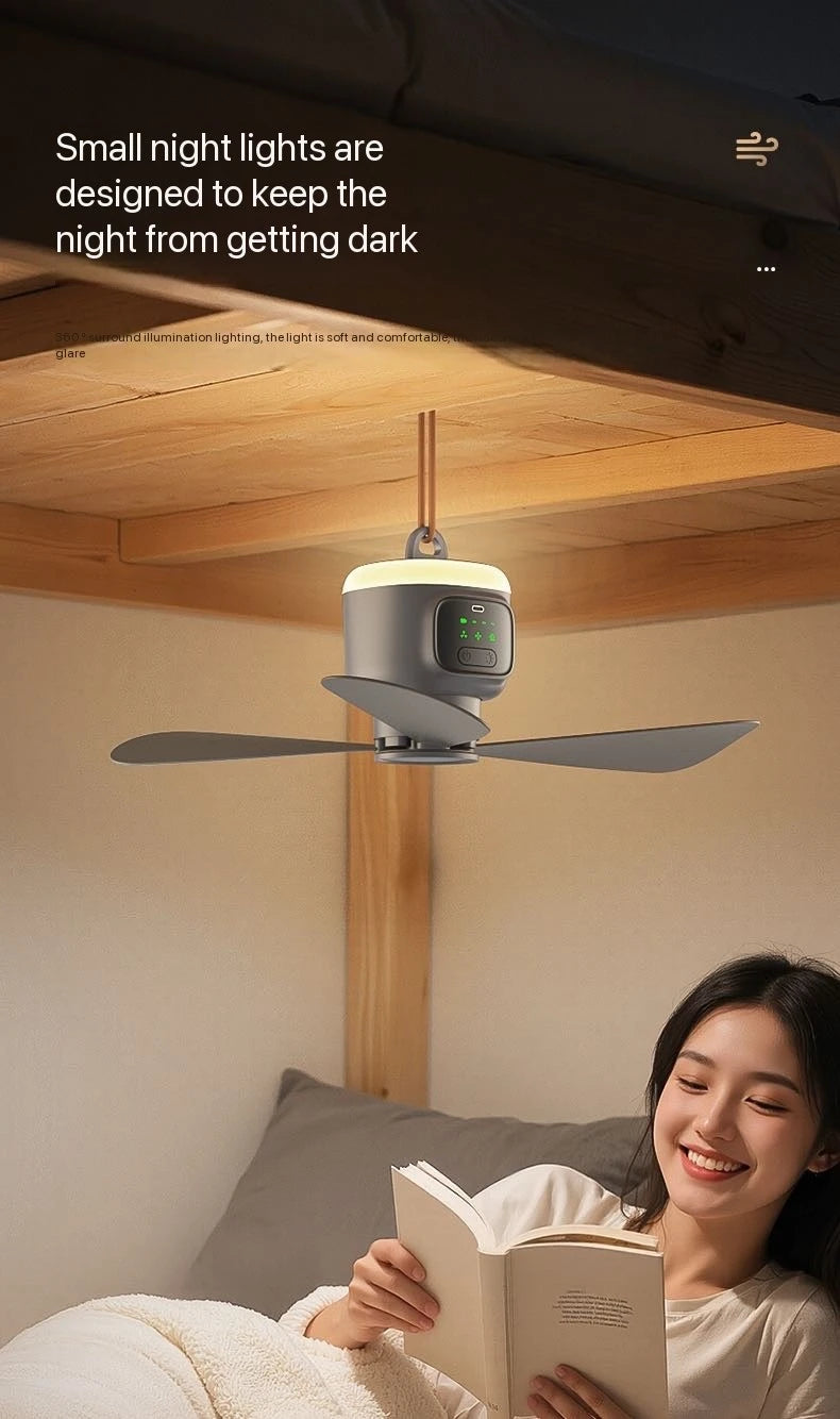 Ventilador de techo de gran tamaño con Control remoto, ventilador de refrigeración inalámbrico USB, luz LED nocturna portátil de 12000\8000mAh, ventilador de techo para acampar