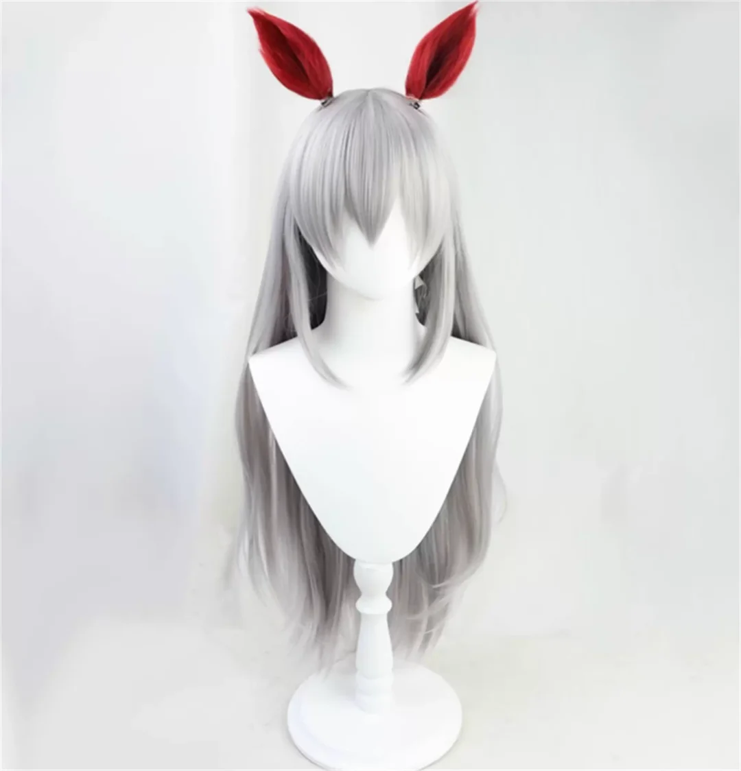 Cosplay Uma Musume Pretty Derby Tamamo Cross peluca Anime juego fiesta peluca gris plata peluca larga y recta ﻿