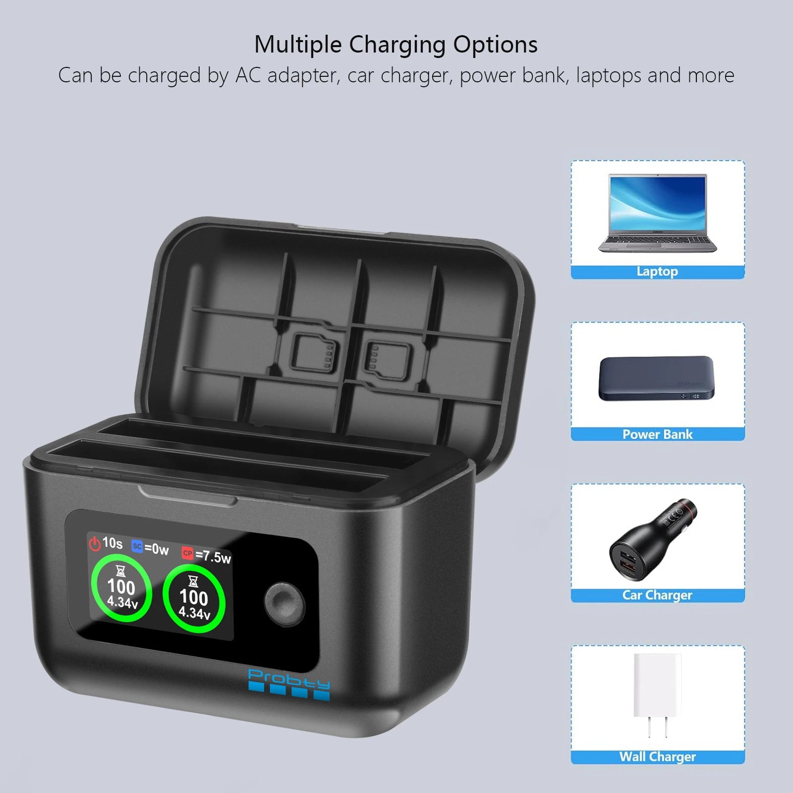Batería de repuesto de 2100mAh para Insta360 X4 Air / Caja de carga rápida para accesorios de cámara de acción Insta 360 X4 Air