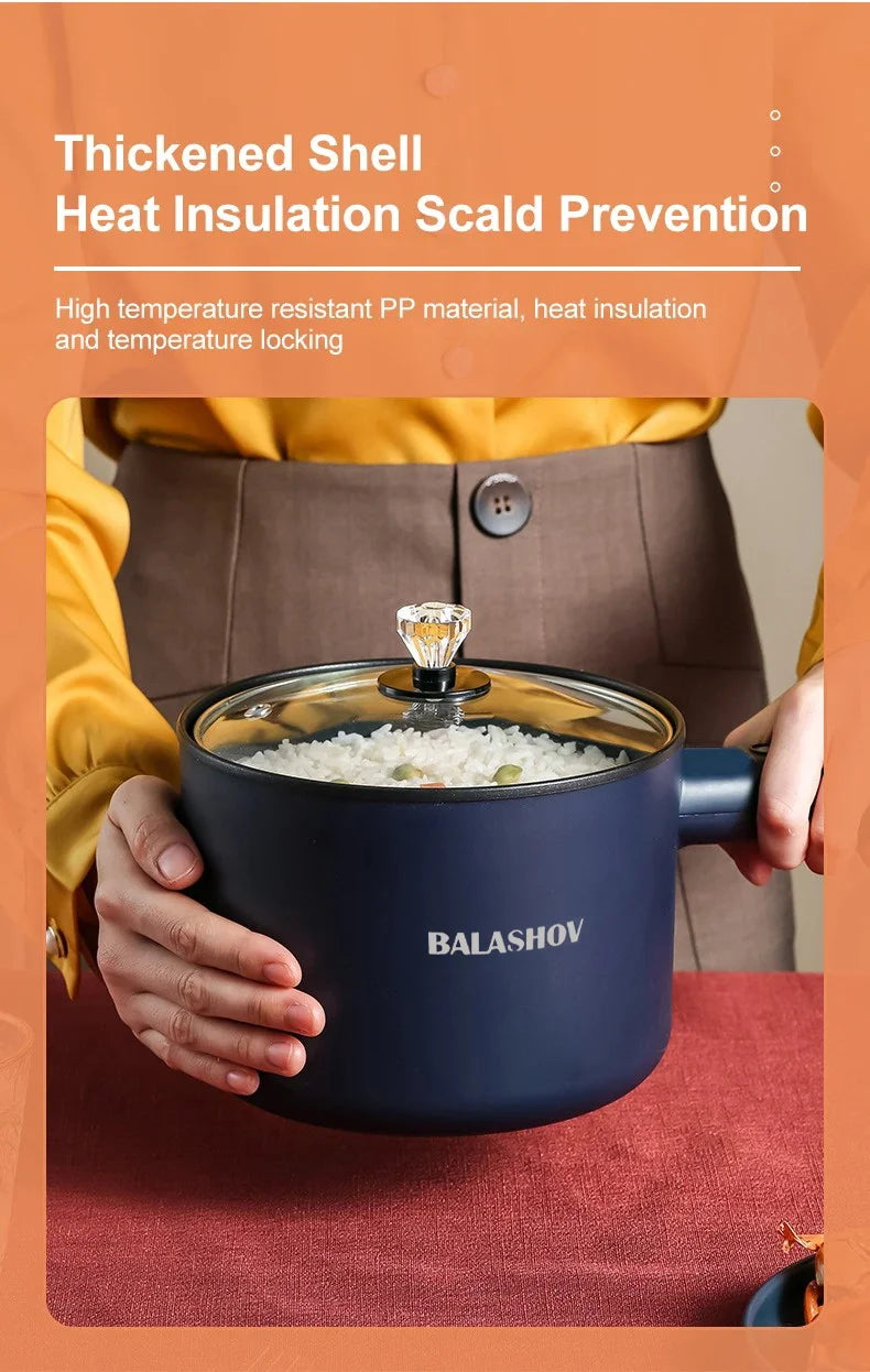 Mini Cocina eléctrica multifunción todo en uno, olla individual de doble capa para el hogar, olla para Fideos, olla caliente antiadherente, herramienta de cocina