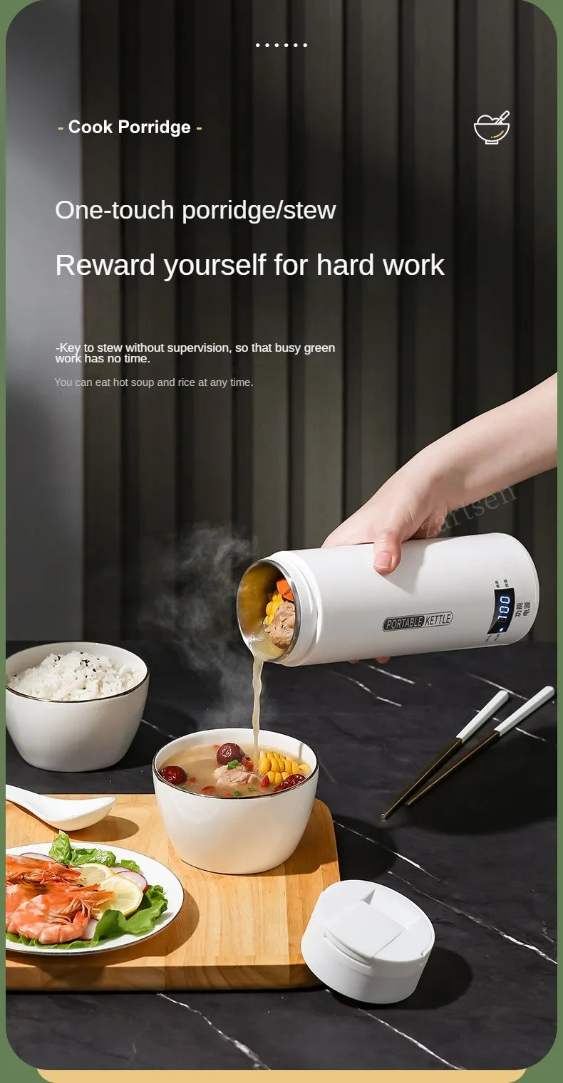 Hervidor eléctrico de viaje de 500ML, hervidor térmico portátil para agua hirviendo rápida, calentador de leche para bebé, hervidores térmicos de acero inoxidable 304