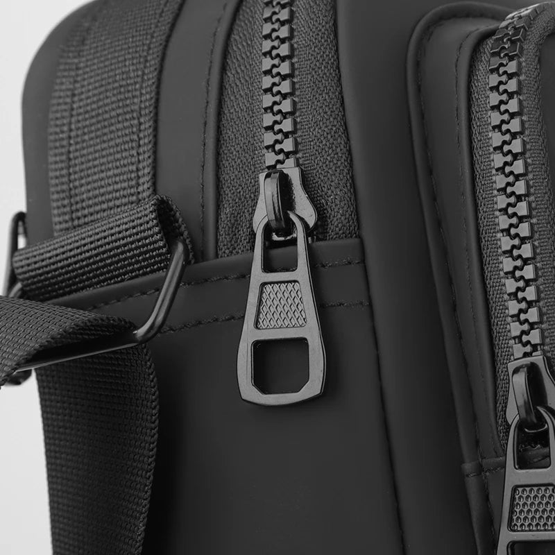 Bolso Bandolera de Lona de Alta Calidad para Hombre, Deportivo, Multibolsillos, con Compartimento para Teléfono, Casual de Negocios, Pequeño, con Cierre