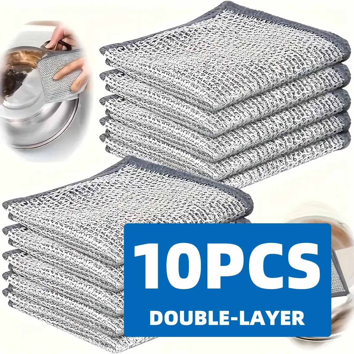 Paño para lavar platos de malla de alambre de acero inoxidable, una sola capa y doble capa, reutilizable para el hogar, limpieza fuerte sin arañazos, 1 ud.