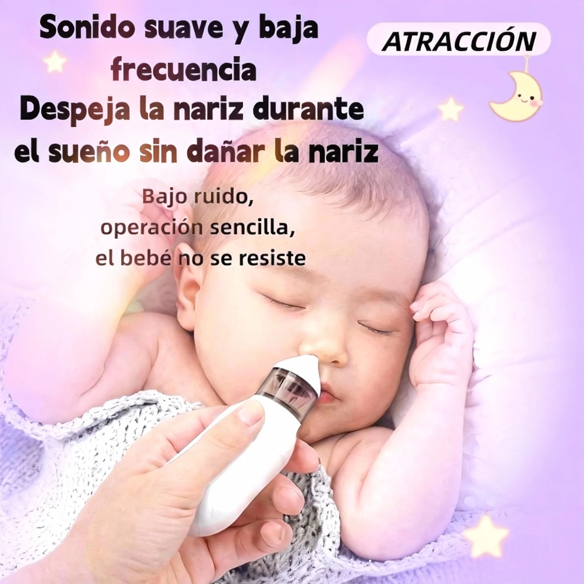 Aspirador nasal eléctrico para bebés, adecuado para la succión de la nariz de bebés y niños pequeños, con ventosa, limpiador nasal recargable, con 9 niveles de succión, viene con 2 boquillas de silicona