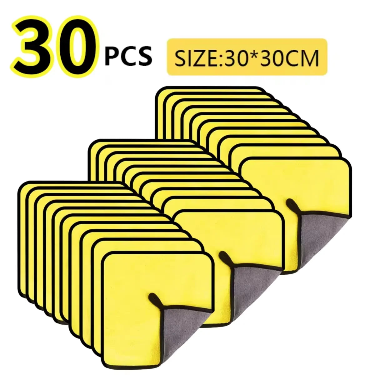 Toallas de limpieza de microfibra para coche, 1/2/3/6/10 Uds., 30x60cm, suaves, de secado rápido para espejos y ventanas, trapos de limpieza, paño de lavado de doble capa