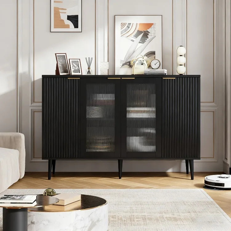Mueble Grande para Cafetería con Cajones para Almacenamiento de Vino, Aparador Acanalado, Mueble Geométrico para Comedor, Cocina, Hogar, Sala de Estar