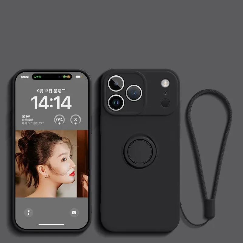 Funda Magnética con Anillo de Silicona Líquida para iPhone 17 Air 16E 15 14 13 12 11 Pro Max Plus, Antigolpes, Protectora y Suave
