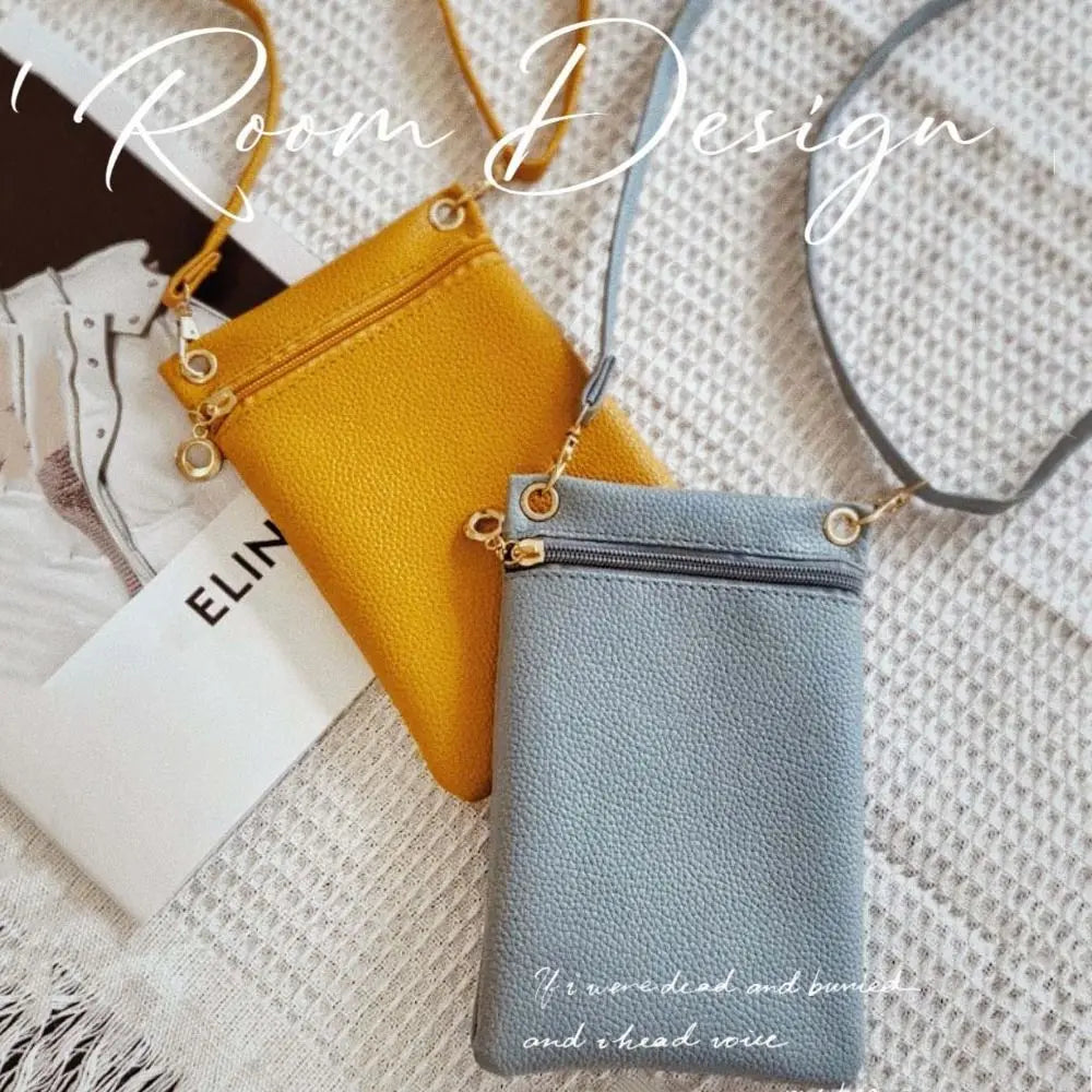 Mini bolso cruzado con patrón de Litchi de PU, carteras informales de Color dulce, bolsa de almacenamiento para teléfono móvil, bolso de hombro de un solo hombro