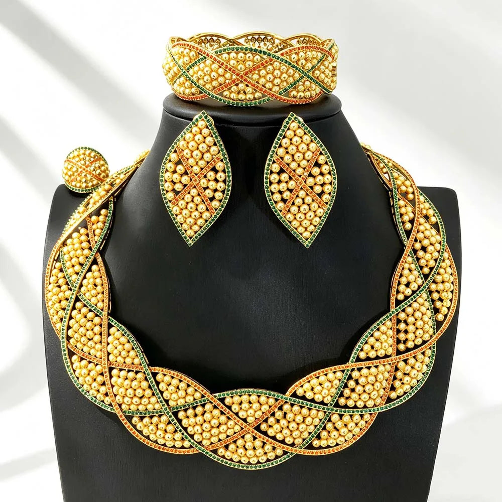 Conjunto de joyería africana de 4 piezas para mujer, para fiesta de boda, circonia cúbica, moderno, romántico, Missvikki, lujo, Dubái, nupcial