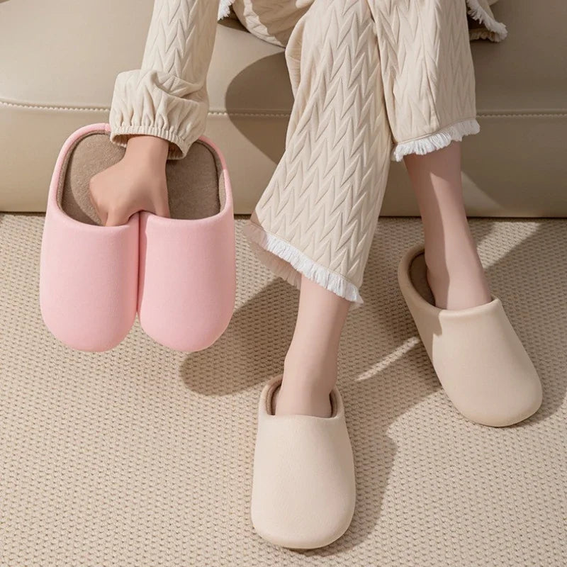 Zapatillas de algodón insonorizadas neutrales, suelas blandas de estilo japonés, zapatillas de invierno antideslizantes para parejas, zapatos para el hogar para suelo interior