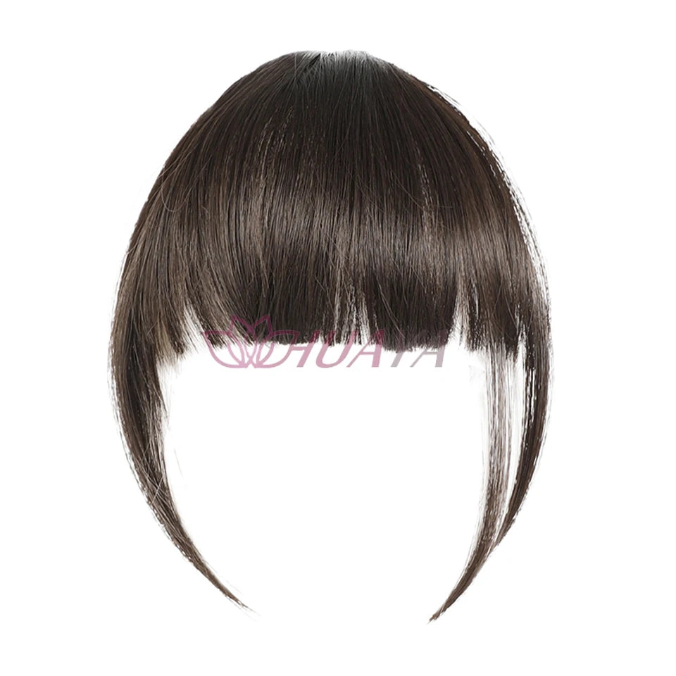 HUAYA-flequillo de aire sintético para mujer, pelo falso corto Natural, Invisible, sin costuras, extensiones de cabello frontal