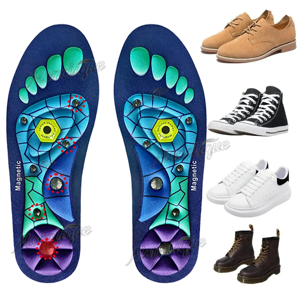 Plantillas de acupresión para pies, terapia magnética, reflexología, cuidado de la salud, almohadillas para zapatos, soporte para arco, absorción de impacto, suelas de zapatos cómodas