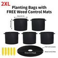 Paquete de 5 Bolsas de Cultivo de Tela + Alfombrillas Antihierbas y Etiquetas Gratis, Macetas de Tela No Tejida para Tomates, Fresas y Vegetales, Macetas de Poda Aérea Tamaños S/M/L/XL/2XL/3XL