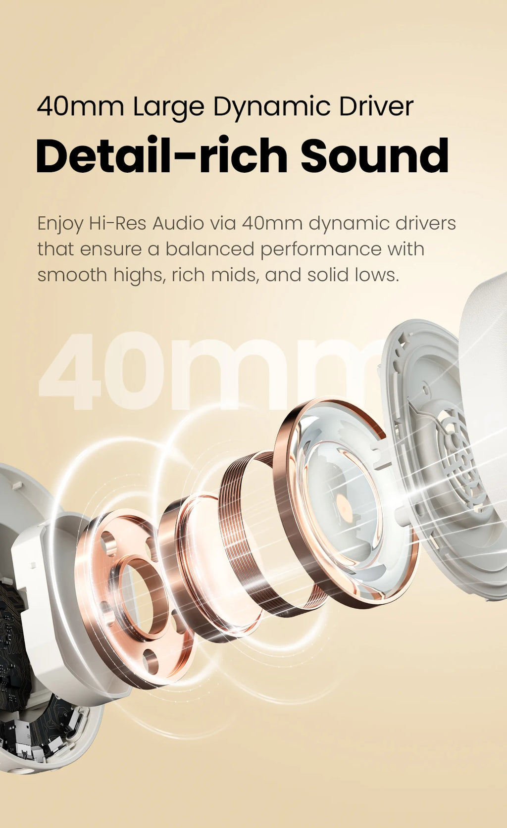 HAYLOU S30 Auriculares Inalámbricos Bluetooth 5.4 43dB Auriculares Adaptativos con Cancelación de Ruido 40mm Driver 80H Playtime