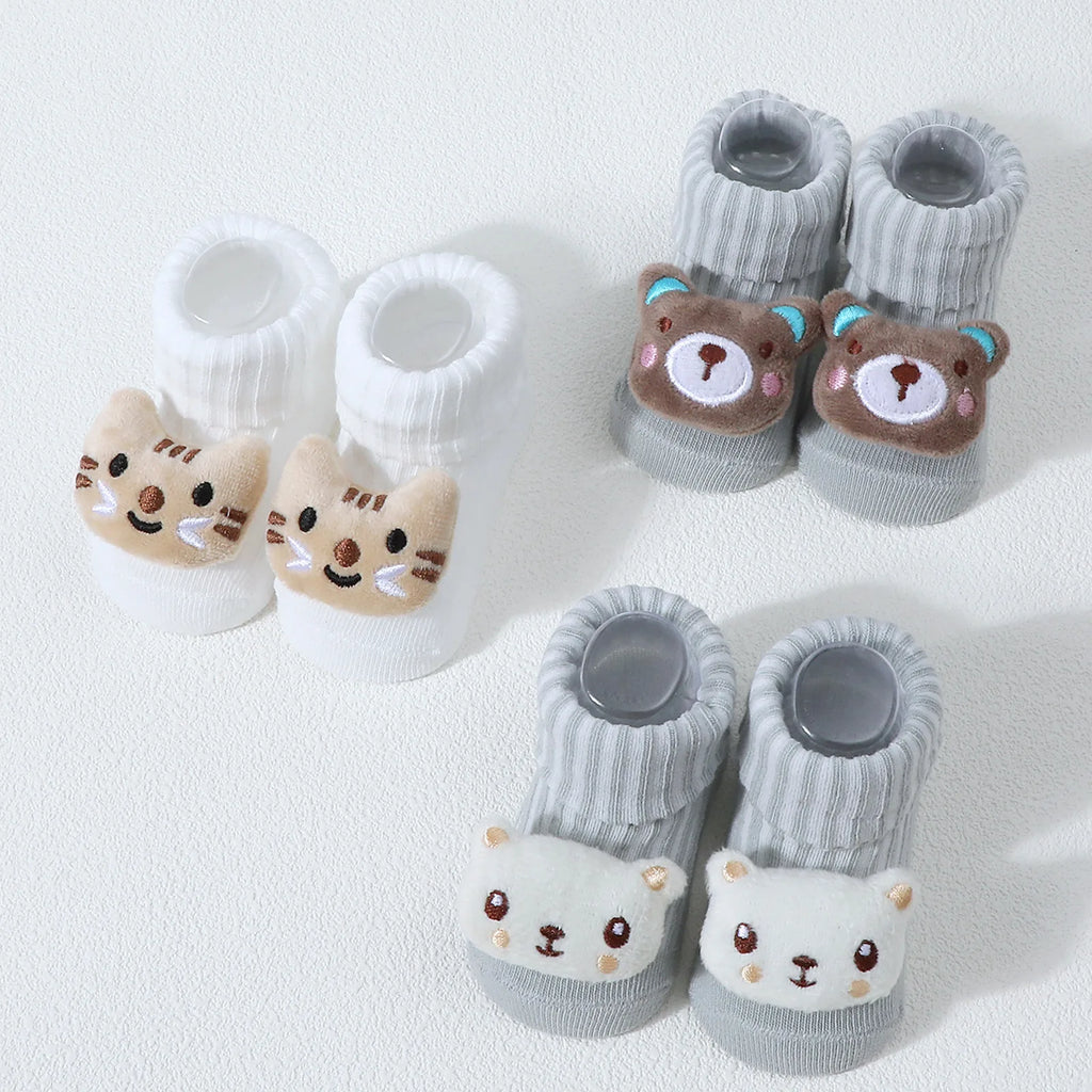 Calcetines bonitos de dibujos animados de oso, León, Panda, calcetines de bebé para niños y niñas, calcetines de tubo sólidos de algodón suave para recién nacidos, calcetines para niños