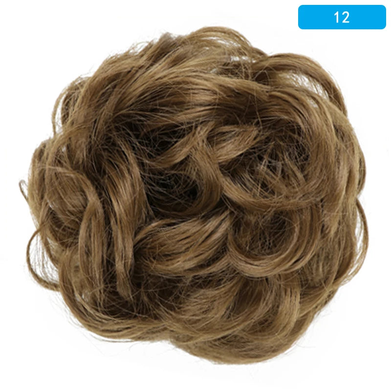 AZQUEEN-extensión de cabello de moño desordenado, banda elástica sintética, moño ondulado rizado, Scrunchies Donut Updo, postizo para mujer