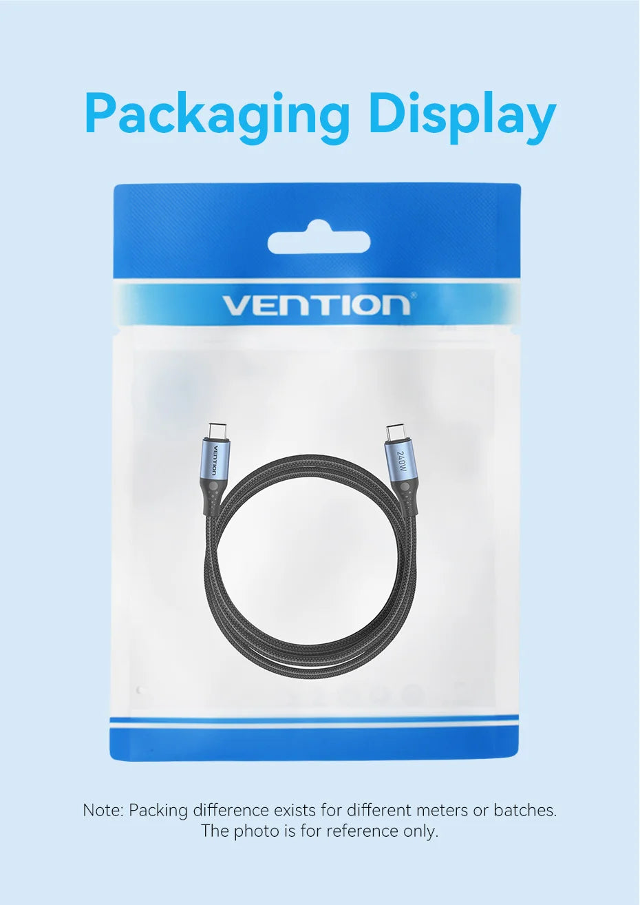 Cable Vention de 240W Tipo C a Tipo C PD3.1, Cable de Carga Rápida USB C a C para Transferencia de Datos, Compatible con MacBook, iPhone 17, 16, 15, Samsung S24, S25, Xiaomi 17