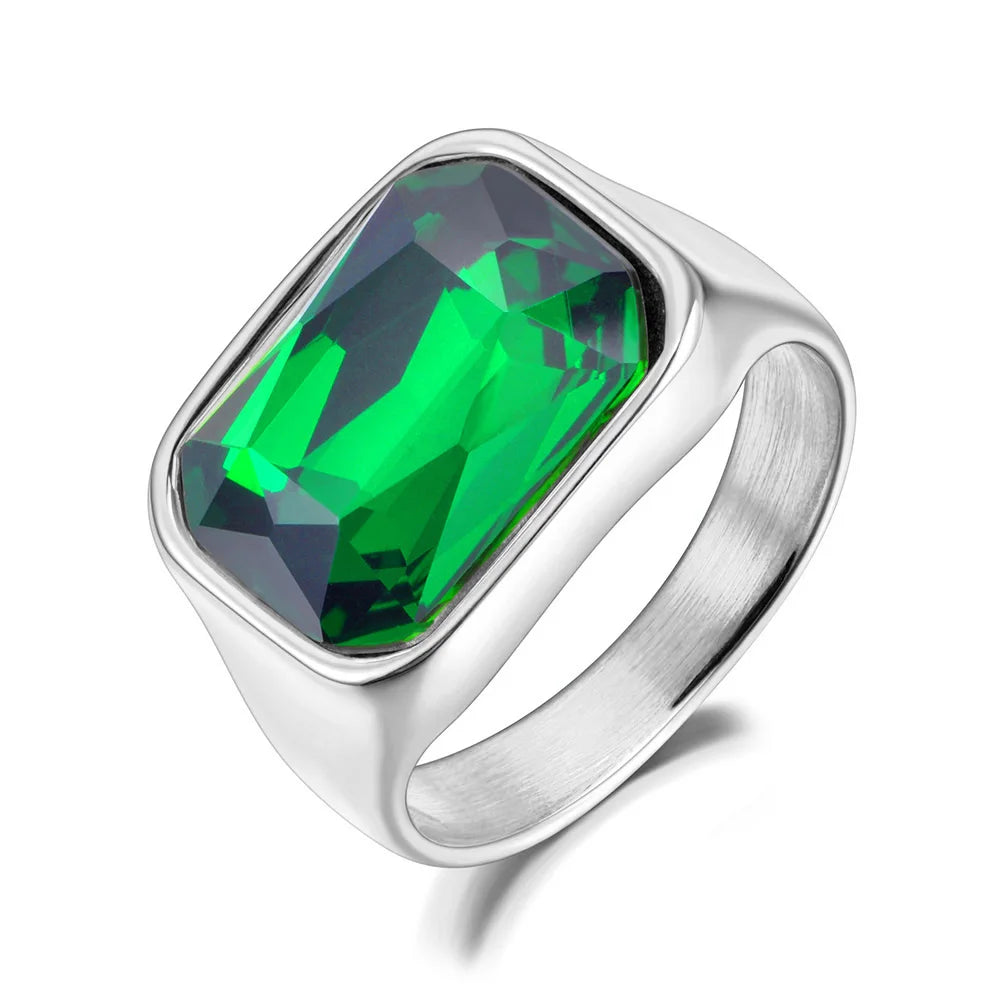 Lokaer, anillo de boda de acero inoxidable con circonita cúbica brillante de lujo, chapado en oro de 18 quilates PVD, joyería resistente al agua R24007