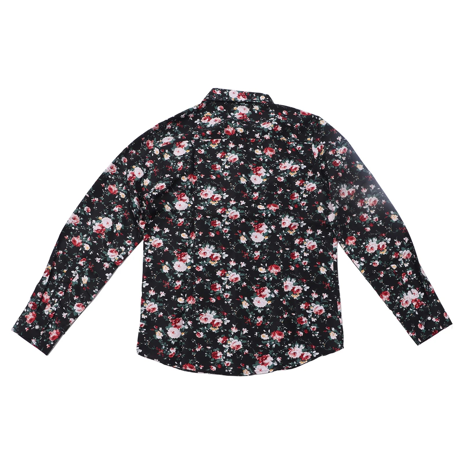 Camisa Floral de manga larga para hombre, ajustada, abotonada, mezcla de poliéster transpirable, traje informal de negocios para fiesta y oficina, primavera y otoño