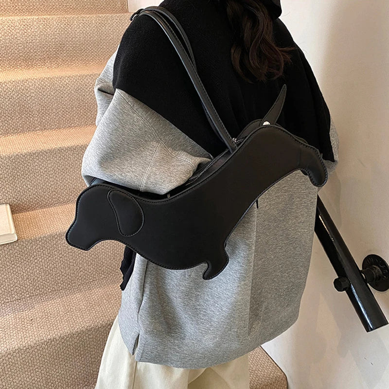 Bolso de hombro tridimensional de perro salchicha, bolso Retro de cuero PU con diseño de bolso para axila para mujer, bolso de viaje de tendencia