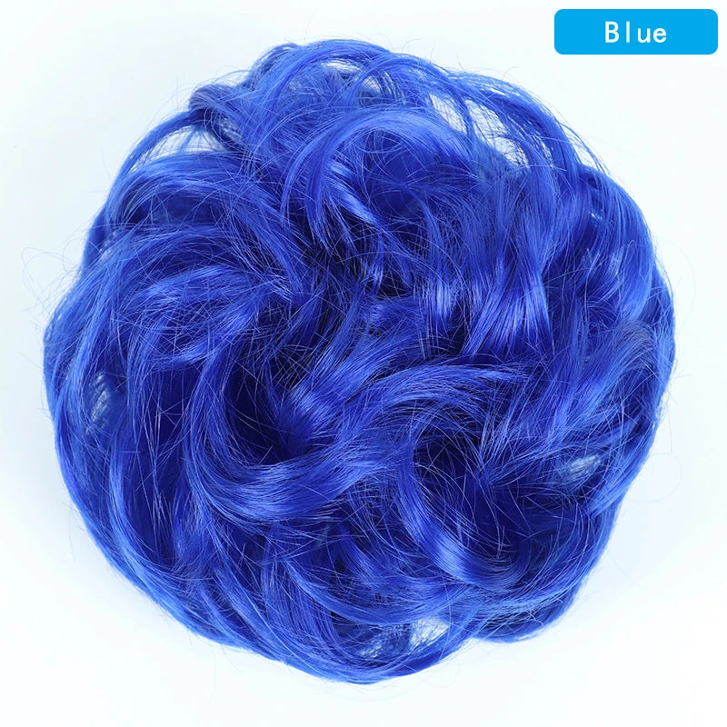 AZQUEEN-extensión de cabello de moño desordenado, banda elástica sintética, moño ondulado rizado, Scrunchies Donut Updo, postizo para mujer