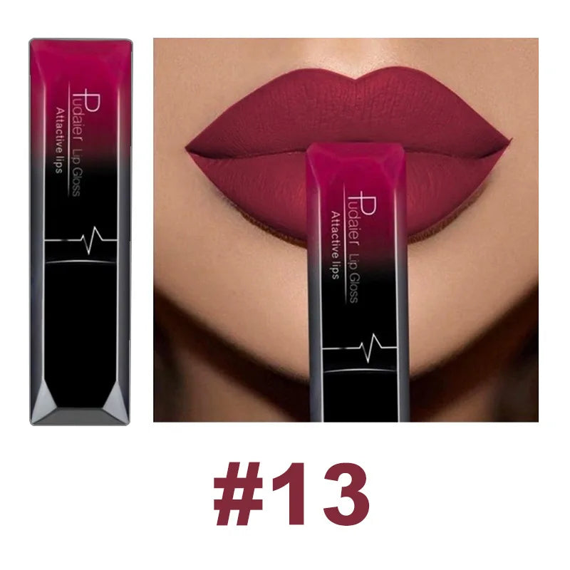 Lápiz labial líquido mate resistente al agua brillo de labios de larga duración tinte Sexy rojo desnudo púrpura lápices labiales metálicos cosméticos de maquillaje