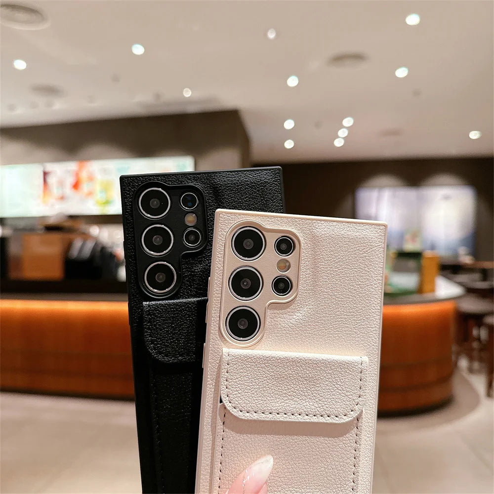 Personalizado personalizar letras de nombre para Samsung S25 S24 Ultra S21 S22 S23 Plus fundas tarjetero ranura Funda de cuero