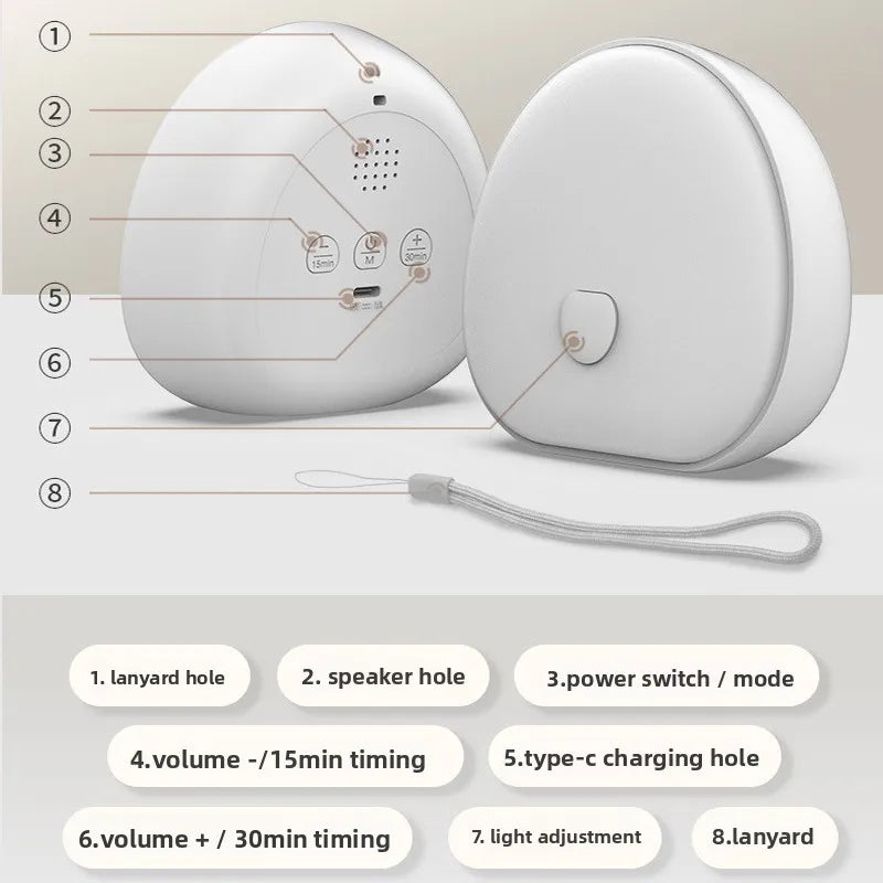 Máquina de ruido blanco para dormir RGB con sonido relajante, luz LED nocturna recargable táctil, lámpara relajante de Audio y sueño para bebé