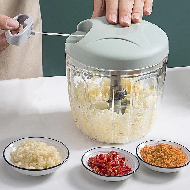 Picadora de carne Manual de 500/900ML, picadora de ajo giratoria, trituradora de prensa de ajo, cortador de cebolla y verduras, accesorios de cocina