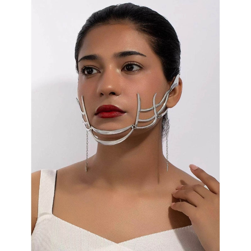 Pendientes de Metal para hombres y mujeres, Accesorios de Cara fluida de alienígena mecánico gótico, máscara Irregular Punk, joyería de fiesta de Halloween