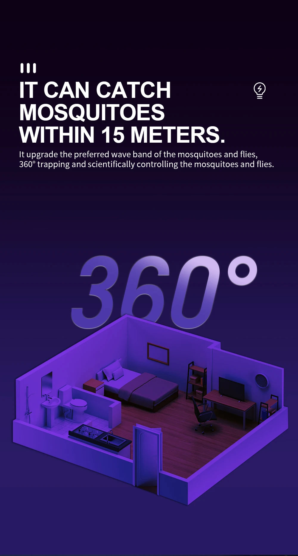 1 unidad de matamoscas eléctrico, trampa de luz LED, lámpara de Control de plagas pequeñas con fuente de alimentación USB y adaptador