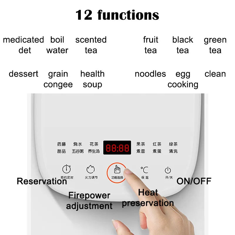 Olla saludable Jiuyang de 220V, tetera de flores multifuncional, tetera de vidrio para estofado, Mini cocina portátil de 1,5 l, cocina para postre y té