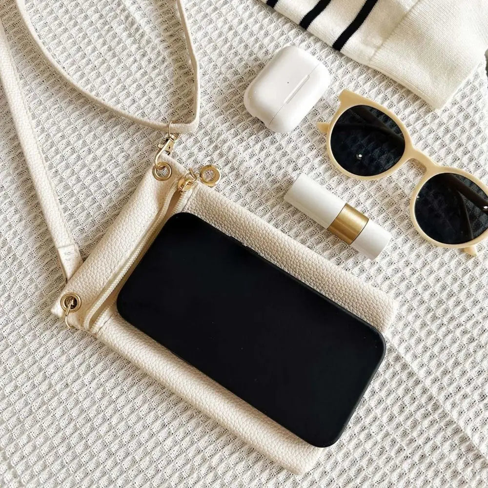 Mini bolso cruzado con patrón de Litchi de PU, carteras informales de Color dulce, bolsa de almacenamiento para teléfono móvil, bolso de hombro de un solo hombro