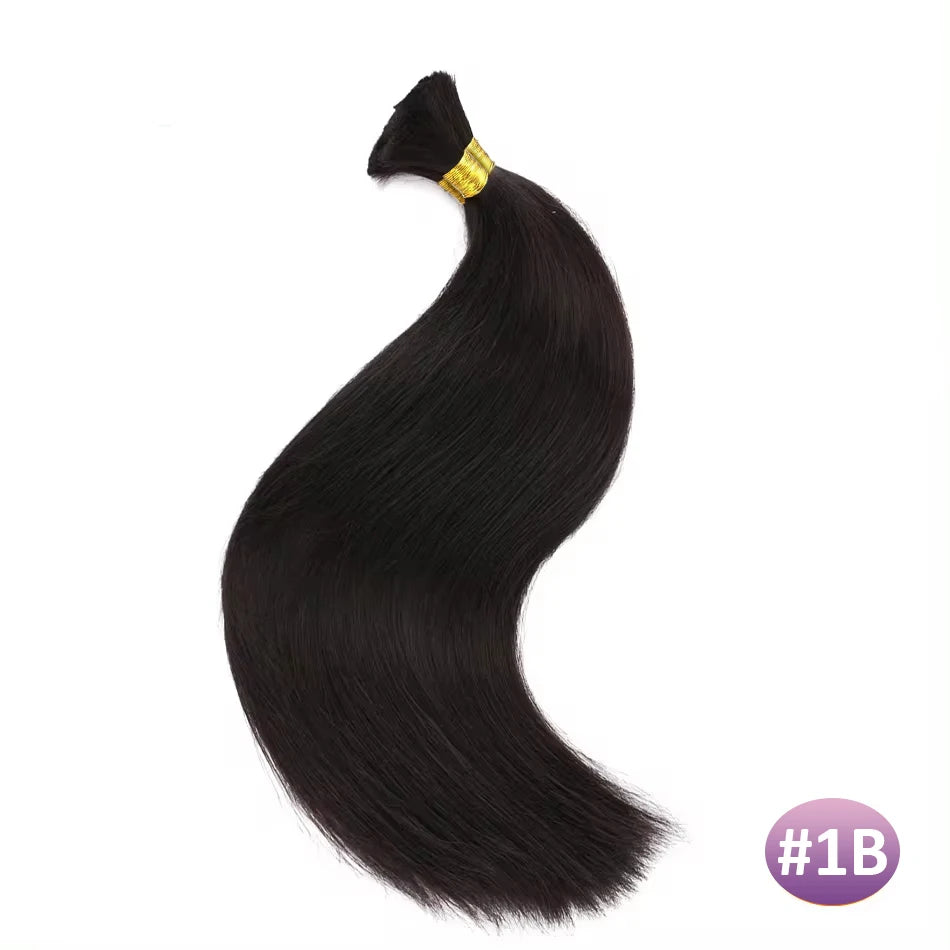 Cabello humano liso a granel sin trama, 100% cabello humano a granel para trenzar, extensiones de 16-26 pulgadas, color negro natural, 50 g/unidad