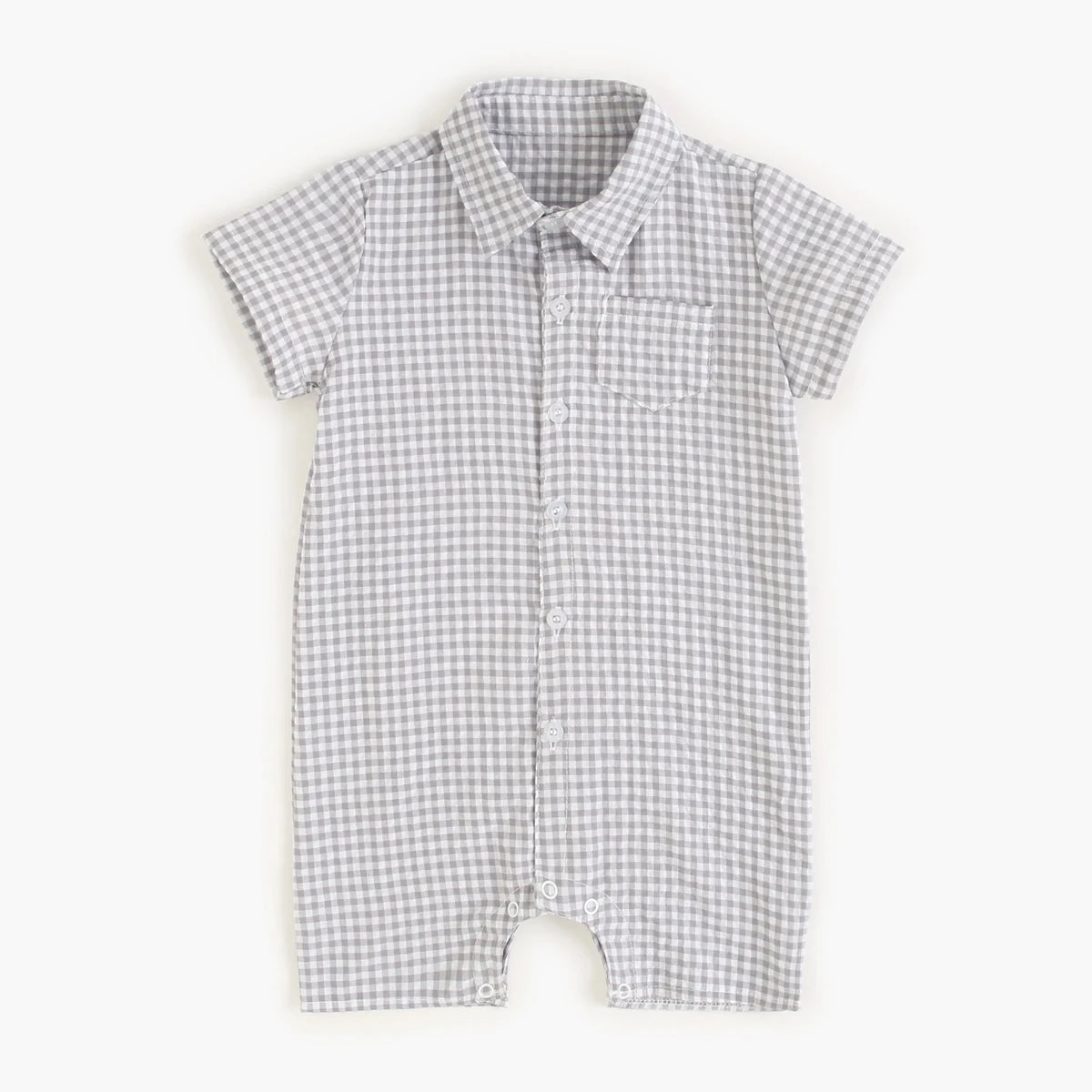Monos de Verano de Algodón para Bebés, Ropa de Bebé a Cuadros de Manga Corta