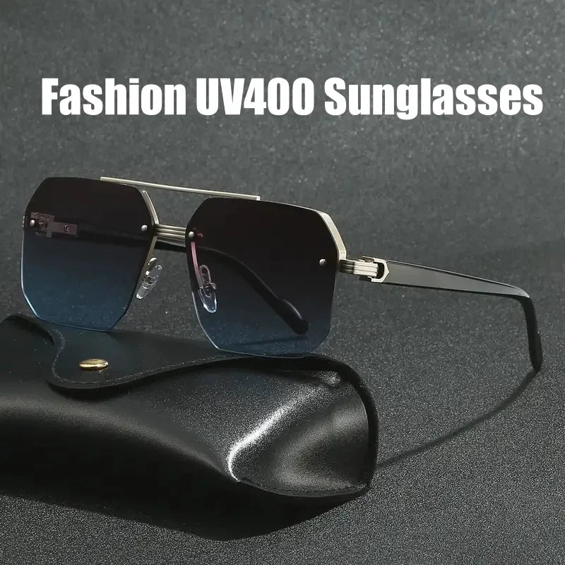VBCX Gafas de sol de lujo a la moda para hombres y mujeres, gafas de sol retro para exteriores con protección UV400, gafas de sol unisex en 8 colores, gafas clásicas de medio marco