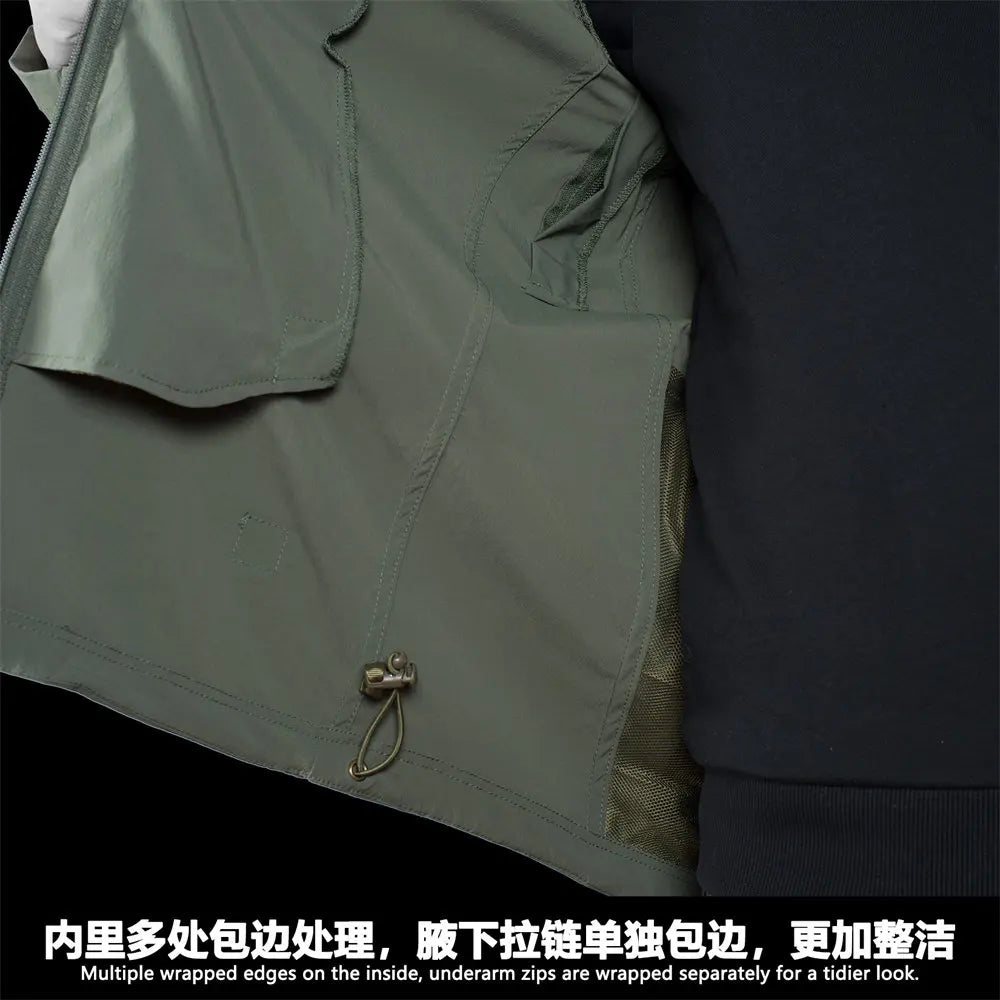 Chaqueta táctica delgada de nylon para exteriores, modelo Tr RG Light Cavalry, impermeable, con capucha, tipo softshell, para asalto.
