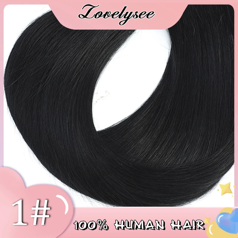 Lovelysee 3/4 media peluca de cabello humano con Clip en extensiones de cabello cabello Remy liso sedoso Color marrón suave 150% 180% peluca para mujeres
