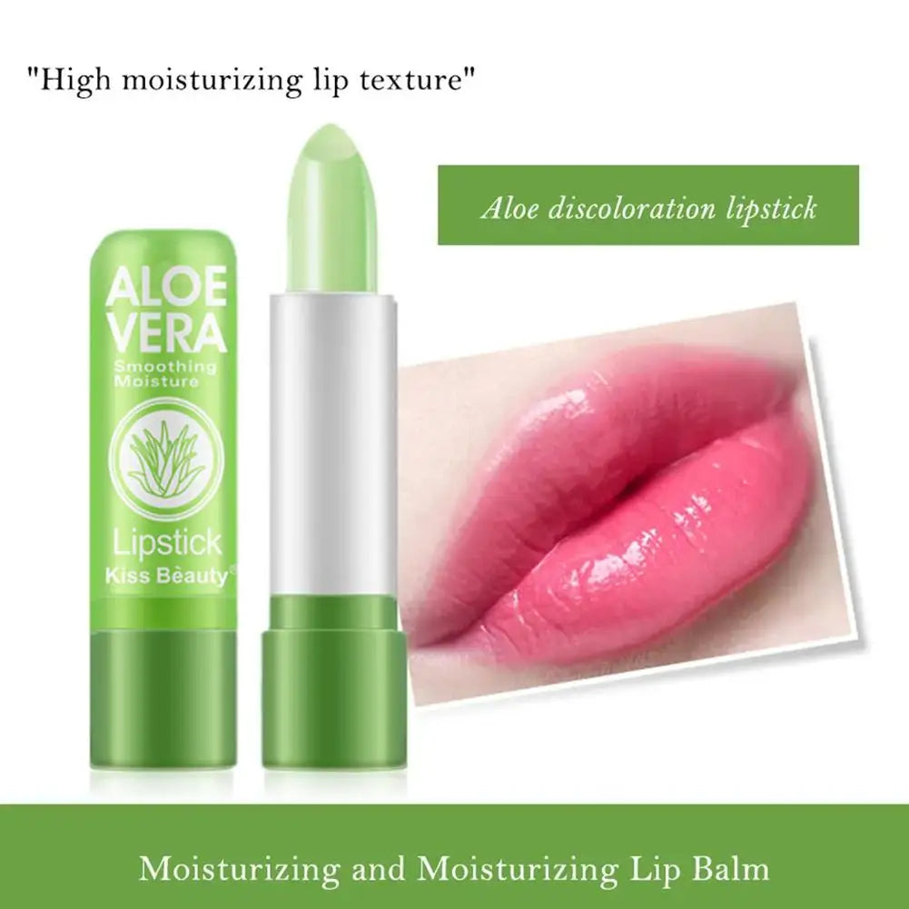 Bálsamo labial de Aloe Vera que cambia de Color, bálsamo labial hidratante duradero, resistente al agua, cambia de temperatura, 1 unidad