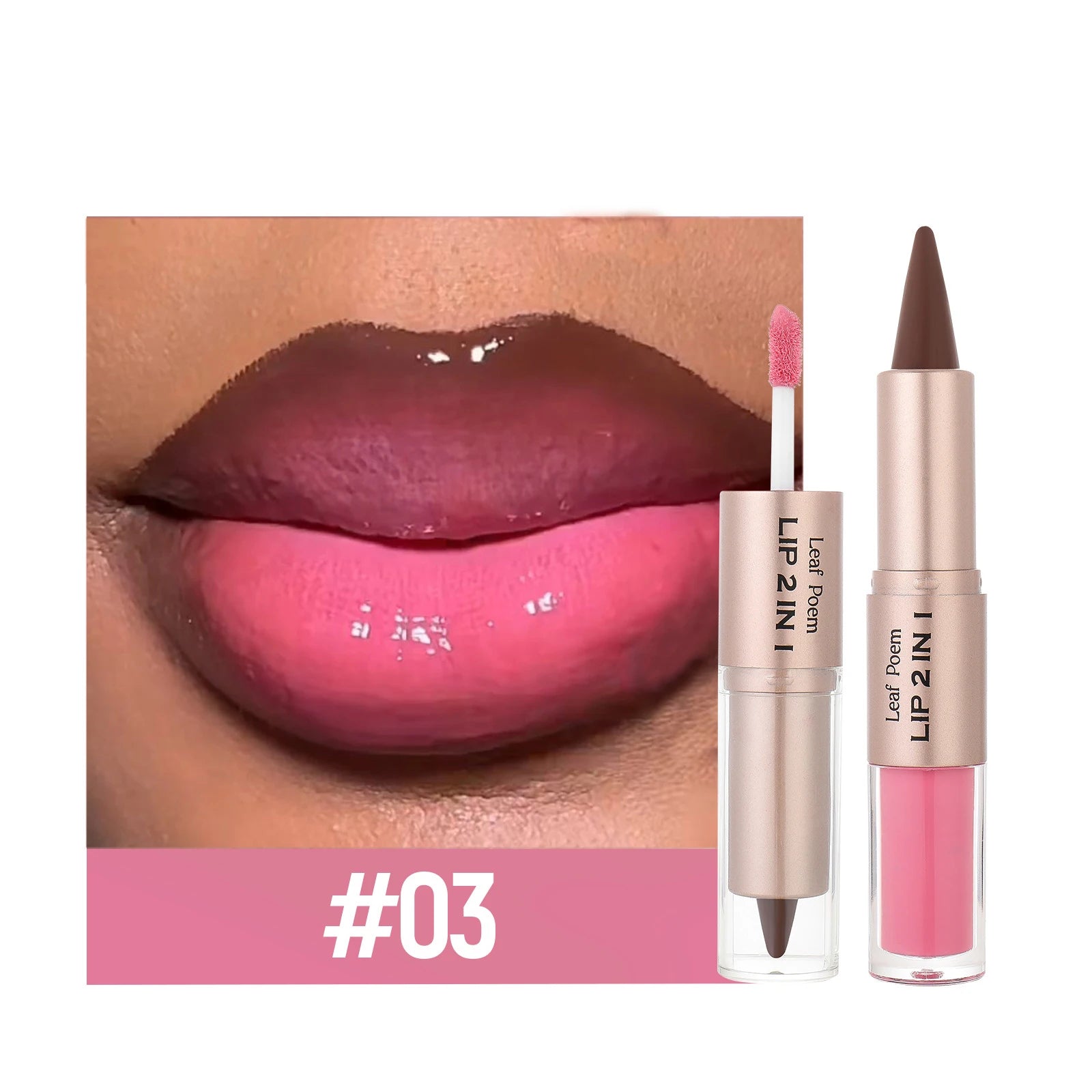 Delineador de labios cónico negro y marrón, lápiz de contorno, espejo de doble cabeza, brillo de labios de cristal, maquillaje de tinte de labios rojos sexis