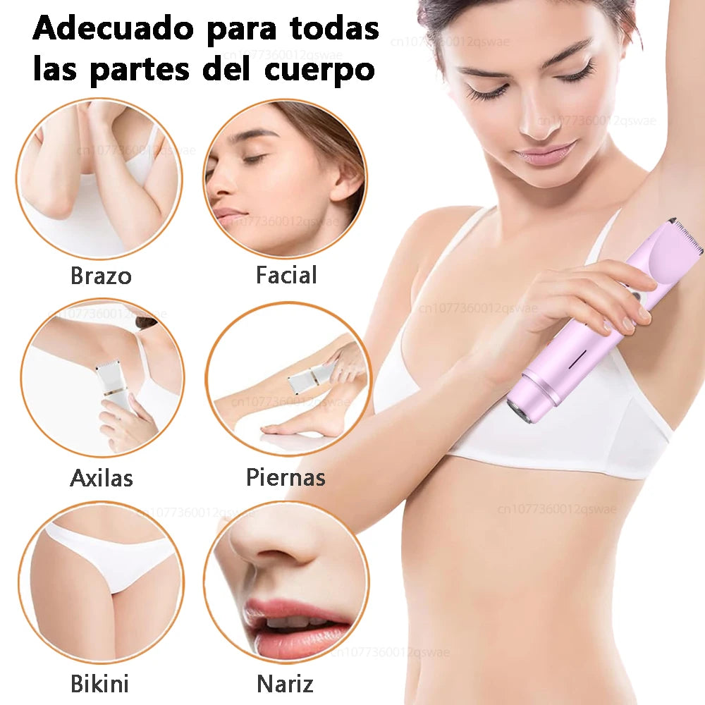 Maquinillas de afeitar eléctricas para mujer, Afeitadora eléctrica 2 en 1 para recortador de vello púbico IPX7, resistente al agua, uso húmedo y seco, Afeitadora de Bikini para el cuerpo