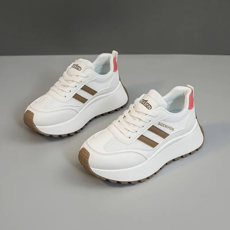 Zapatillas de deporte para mujer, calzado informal transpirable de malla, zapatos de tenis a la moda, zapatos de plataforma con aumento de altura para mujer, zapatos deportivos nuevos 2025