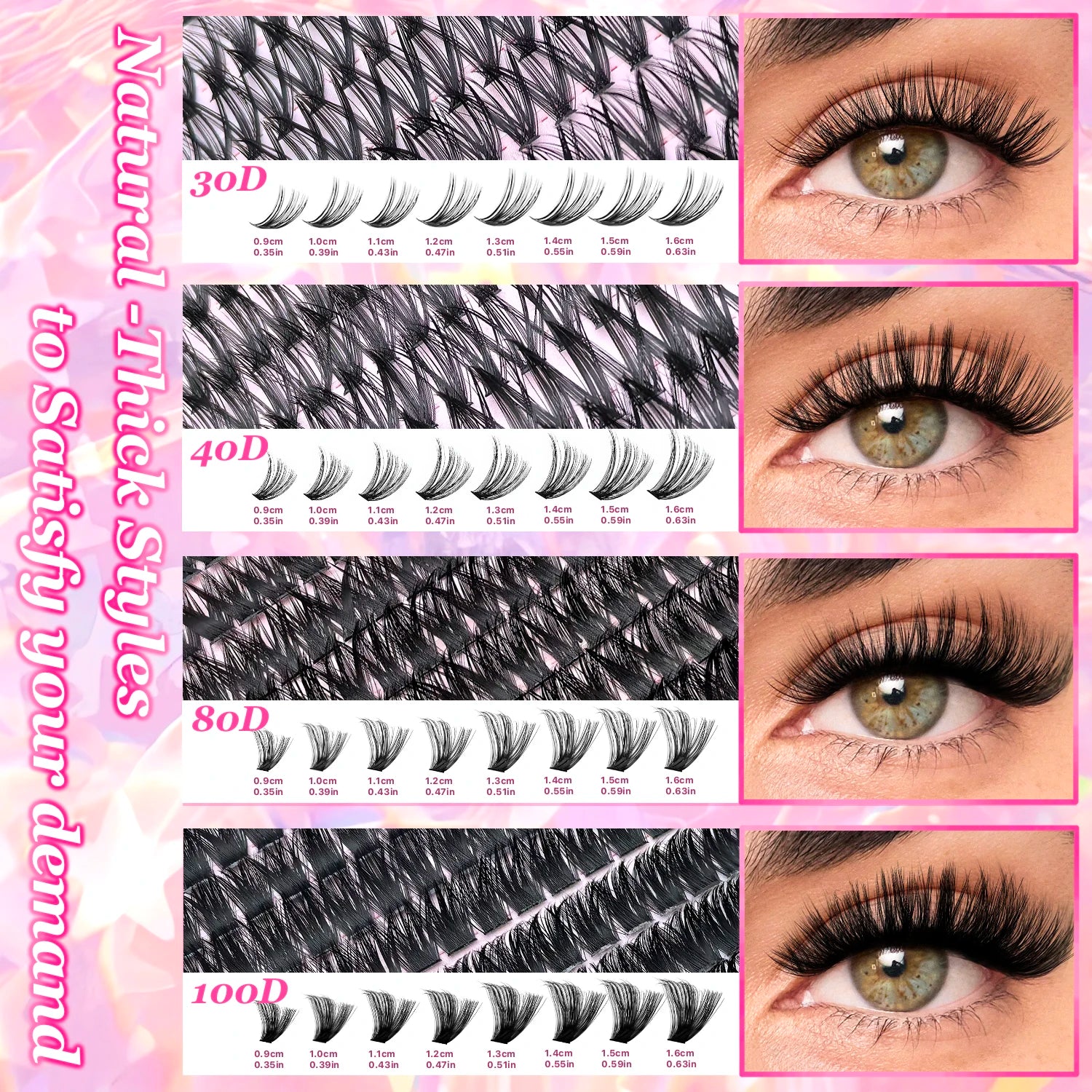 Kit de extensión de pestañas DIY, grupos de pestañas individuales de 9-16mm con unión y sello, pestañas naturales tenues