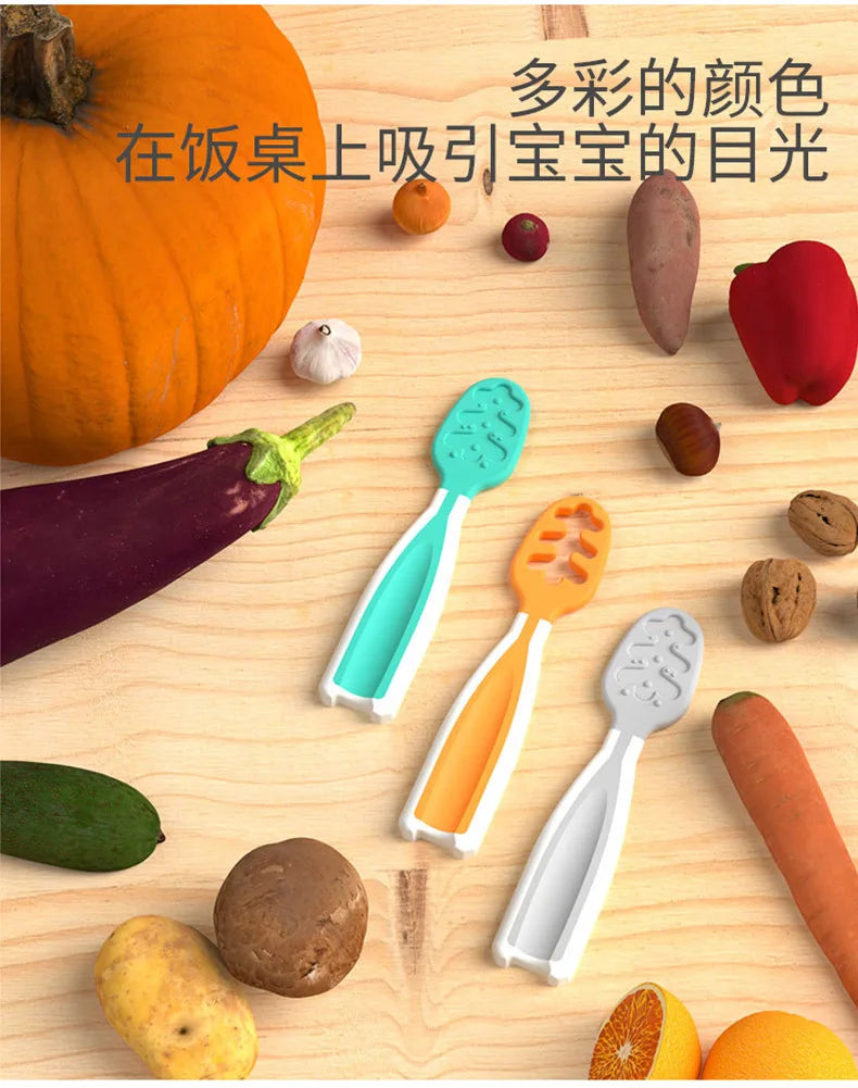 Cuchara de alimentación de bebé, cuchara de pasta de arroz, comida y entrenamiento perfectos para bebés, silicona de calidad alimentaria, cuchara de silicona sin BPA, 2 uds.