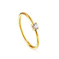 Anillo fino de circonita brillante de acero inoxidable de 2 mm para mujer, joyería chapada en oro